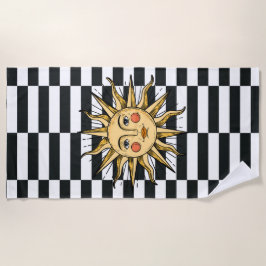 Toalha De Praia Sol amarelo com rosto