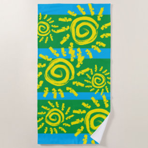 Toalha De Praia Sol espiral divertido na Torre Verde da Praia