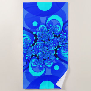 Toalha De Praia Sombras da Arte Fractal Abstrato Moderna Azul