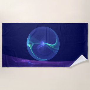 Toalha De Praia Sonho Abstrato de Arte Fractal Roxo Azul Luminoso