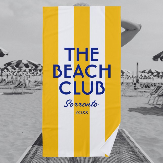 Toalha De Praia Sorrento Yellow Cabana Stripe do Beach Club (Criador carregado)