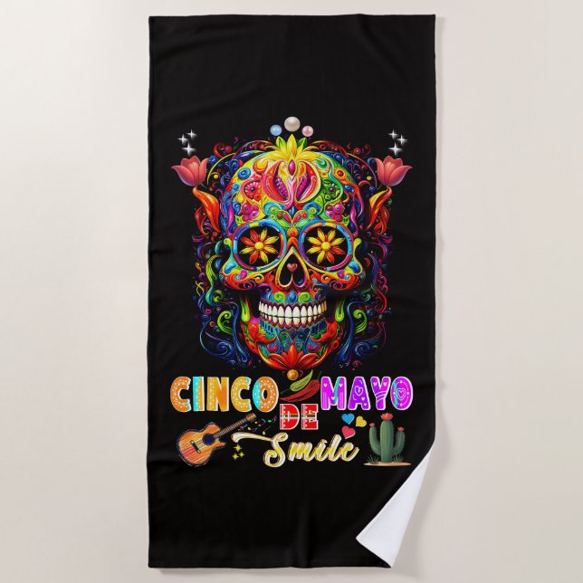 Toalha De Praia Sorriso de Cinco De Mayo (Frente)