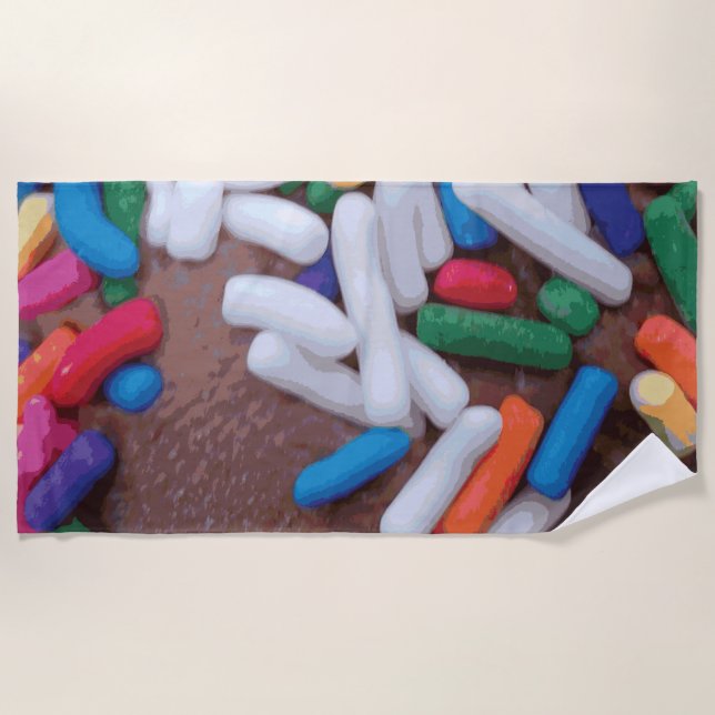 Toalha De Praia Sorvete de Chocolate Escuro com Espelhos do Arco-Í (Frente)