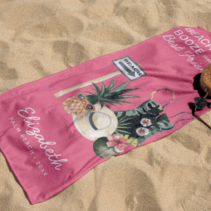 Toalha De Praia Sorvete de Melancia Rosa   Verão Tropical na Praia