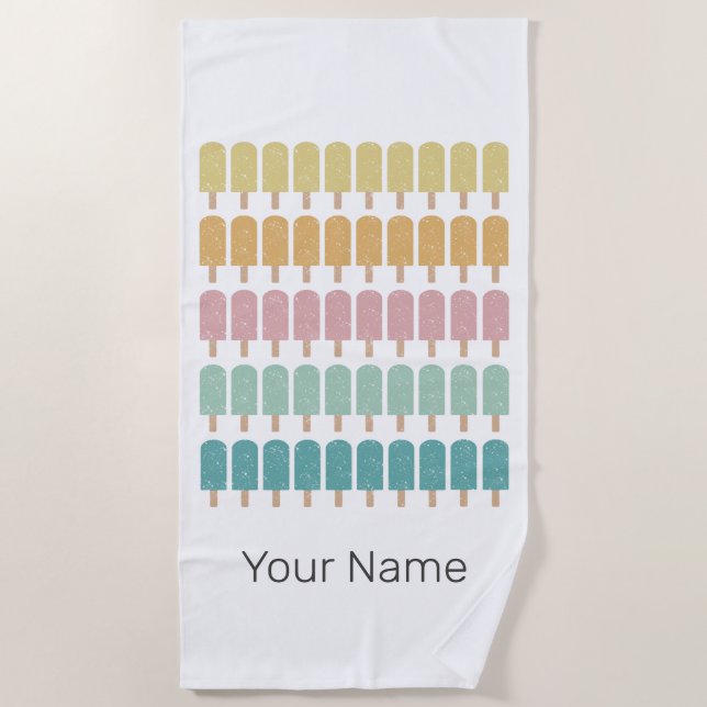 Toalha De Praia Sorvete de poços de popa Retro Summer Design (Frente)