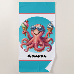 Toalha De Praia Sorvete de polvos personalizável e bonito