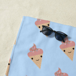 Toalha De Praia Sorvete Kawaii Cute - Padrão Cone