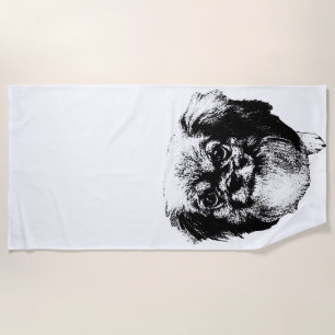 Toalha de Praia Spaniel Tibetano – Arte de Linha d