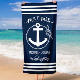 Toalha De Praia Sr. e Sra. Beach Towels, Presente de Casamento, Pe