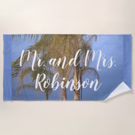 Toalha De Praia Sr. e Sra. Wedding Palm Trees Beach Towel