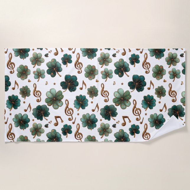 Toalha De Praia St. Patrick’s Day Musical Shamrock (Frente)