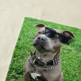 Toalha De Praia Staffordshire Bull Terrier Sentado À Atenção,