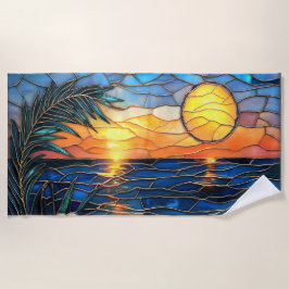 Toalha De Praia Stained Glass Sunset Beach Towel