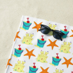 Toalha De Praia Starfish Sandcastle Beach Pail Summer Vacy Toy