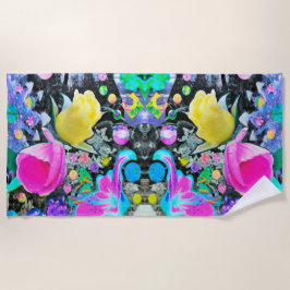 Toalha De Praia Stargazer Lily, Rosa e Colagem de Hibiscus Rosa