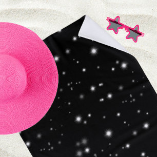 Toalha De Praia Starlight Sparkles Black and White Stars