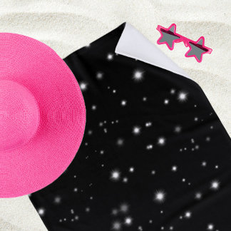 Toalha De Praia Starlight Sparkles Black and White Stars