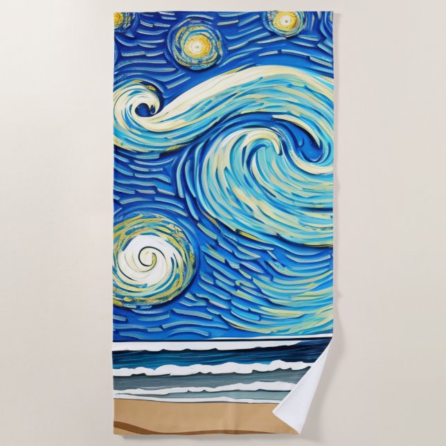 Toalha De Praia Starry Ocean Summer Beach Waves (Frente)