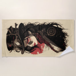 Toalha De Praia Steampunk Woman Portrait Vintage Gear Art