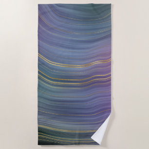 Toalha De Praia Strata legal Belo Púrpura Azul e Agate Dourado