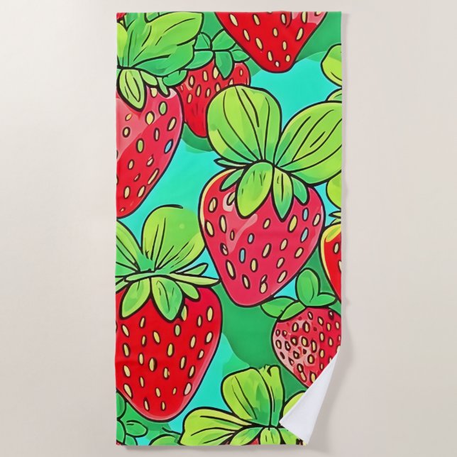 Toalha De Praia Strawberry Pop Art Pattern (Frente)