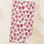 Toalha De Praia Strawberry Watercolor<br><div class="desc">Padrão de aquarela de morango doce em vermelho,  rosa e branco. Arte original de Nic Squirrell.</div>