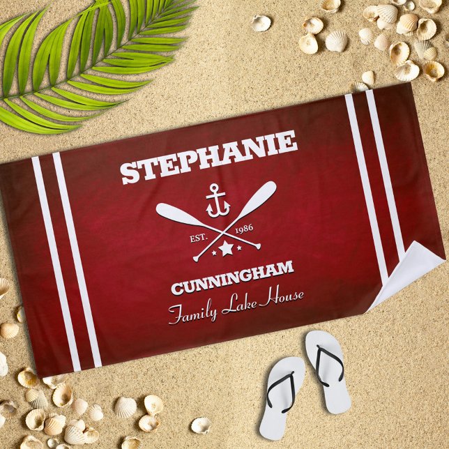 Toalha de Praia Strike do Tema Náutico Vermelho (Criador carregado)