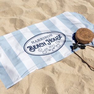 Toalha De Praia Stripe Personalizado da Casa de Praia