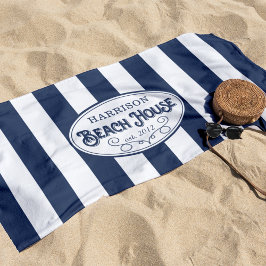 Toalha De Praia Stripe Personalizado da Casa de Praia