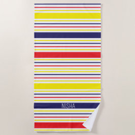 Toalha De Praia Stripes Monograma Nome Férias de Verão