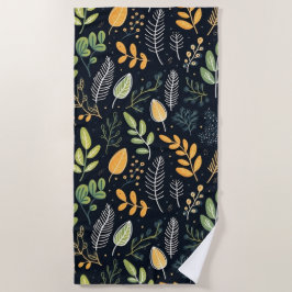 Toalha De Praia Stylish Green and Yellow Foliage Pattern 