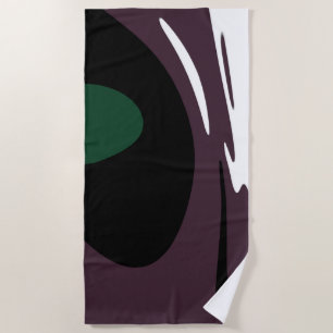 Toalha De Praia Submersão: Abstrato preto, branco, roxo e verde