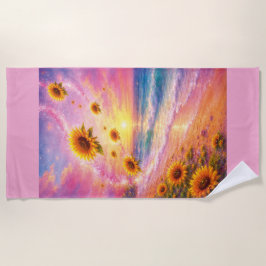 Toalha De Praia Sueño Marino de Girasoles: Atardecer en la Playa