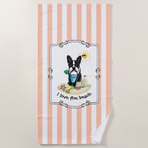 Toalha De Praia Summer Beach Boston Terrier Dog (preto) Cute