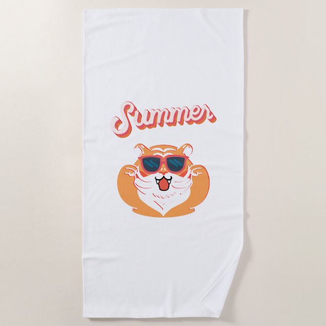 Toalha De Praia Summer Cute Tiger Beach Towel (Frente)