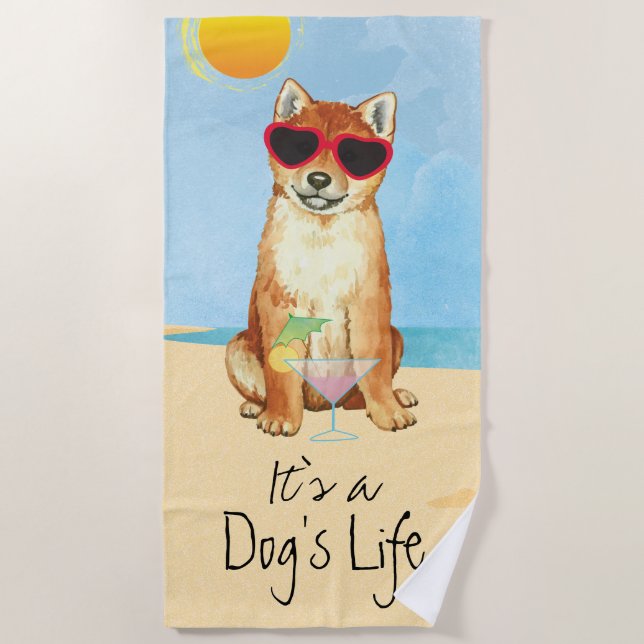 Toalha De Praia Summer Shiba Inu Beach Towel (Frente)