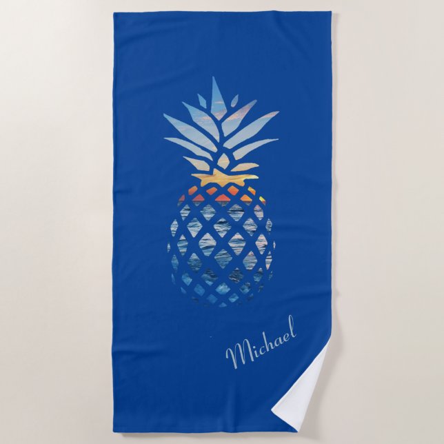 Toalha De Praia Summer Sunset Beach Pineapple (Frente)