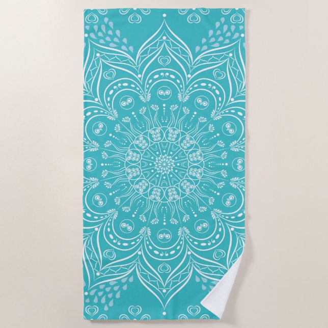 Toalha De Praia Summer Teal Mandala (Frente)