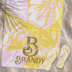 Toalha De Praia Summer Vibes Amarelo Folha de Palma