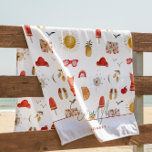 Toalha De Praia Summer Vibes | Monograma de Boho Retro Verão<br><div class="desc">Apresentando ambas as ilustrações de sol e arco-íris de verão em uma paleta colorida de terracotta neutra em termos de gênero. O verão é o momento perfeito para adicionar pop ousadas de cor alegre, e com esta paleta, sua festa de verão será cheia de sorrisos alegres e energia feliz! Não...</div>