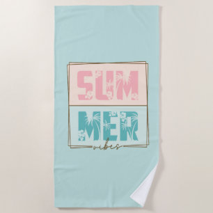 Toalha De Praia Summer Vibes Tropical Beach Retro Vintage