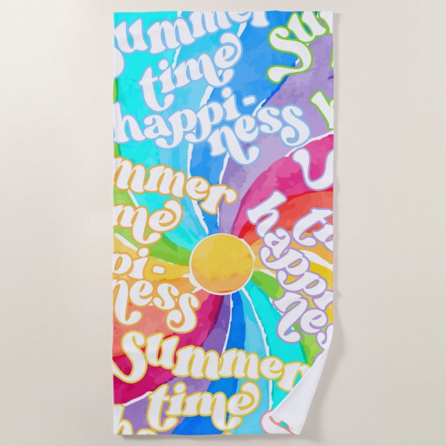 Toalha De Praia Summertime Felicidade Rainbow Beach Towel (Frente)