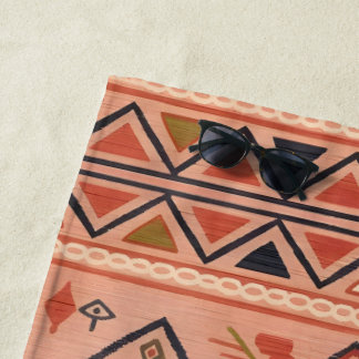 Toalha De Praia Sun-Kissed Hand-Drawn Moroccan Tribal Art