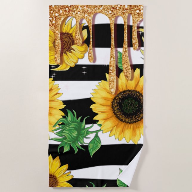 Toalha De Praia Sunflower Gold Drip Beach Towel (Frente)