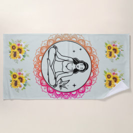 Toalha De Praia Sunflower Serenity: Meditation Mandala Beach Towel
