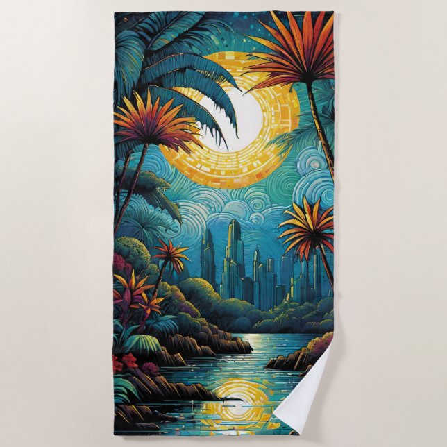 Toalha De Praia Sunset tropical (Frente)