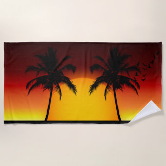 Toalha De Praia Sunset tropical com Palmeiras