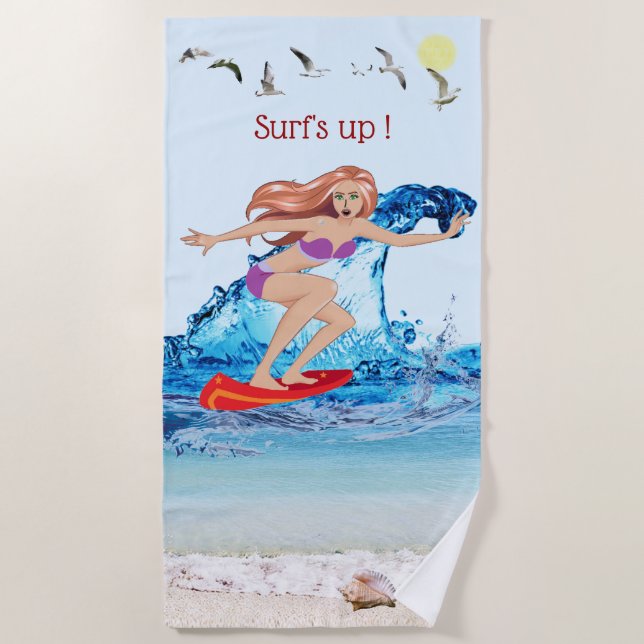 Toalha De Praia Surf acima! (Frente)