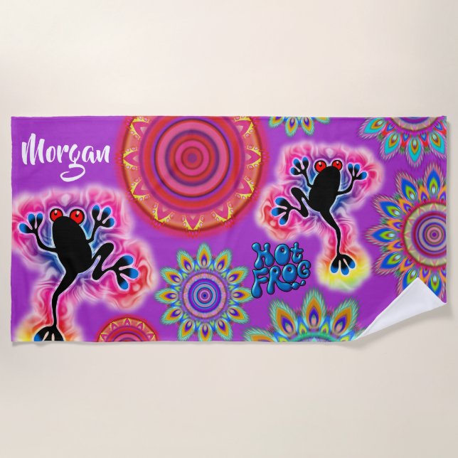 Toalha De Praia Surf de Sapo roxo Psychedelic Beach Towel (Frente)
