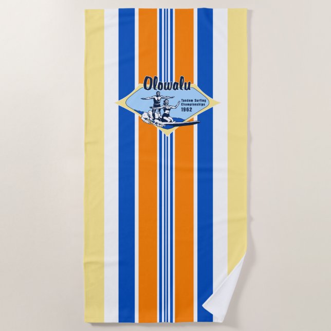 Toalha De Praia Surf de Tandem Surfing no Havaí - Amarelo (Frente)
